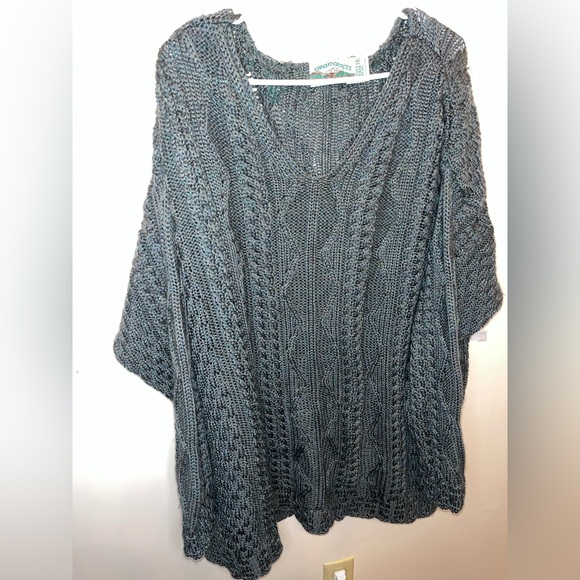 Aran crafts Womans 100% Merino Wool Green Knit Chunky Oversized Sweater Size XXL - Picture 2 of 5